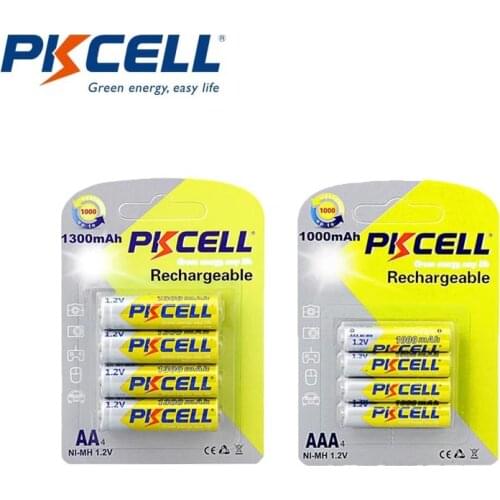 4Pcs/1Card PKCELL AA 1300mah NIMH 1.2V Rechargeable Battery And 4Pcs/1Card AAA 1000mah NIMH 1.2V Rechargeable Battery With 1box