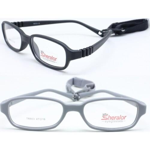 803 top quality flexible hingeless eyeglasses rectangle frame TR90 environmental small size prescription glasses with strap