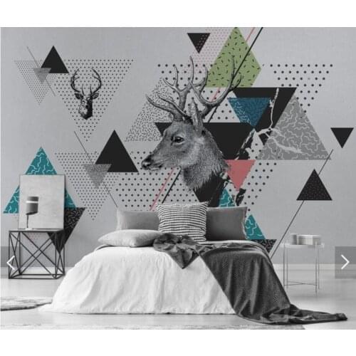 Nordic Abstract Geometric ELK Wallpaper Mural for Living Room Home Wall Decor Wall Paper Rolls Contact Paper 3d Wall Murals