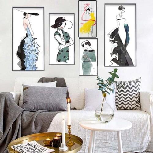 Abstract Lady Line Drawing Picture Home Decor Nordic Canvas Painting Wall Art Figure Body Hand Posters and Print for Living Room