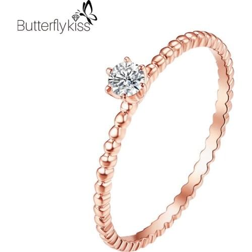 BK 18k Genuine Gold Rings For Women White Rose Gold 6 Prong 1g VS D Color Moissanite Wedding Party Engagement Lady Fine Jewelry