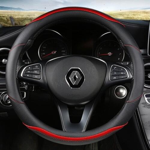 For Renault Scenic 1 2 3 4 Grand Scenic Megane Car Steering Wheel Cover Microfiber Leather + Carbon Fiber Auto Accessories