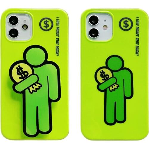 Green Rich Man Stand Knot Case for iPhone 12 Pro Max Back Phone Cover for 12 11 Pro Max X XS XR 8 7 Plus SE 2020
