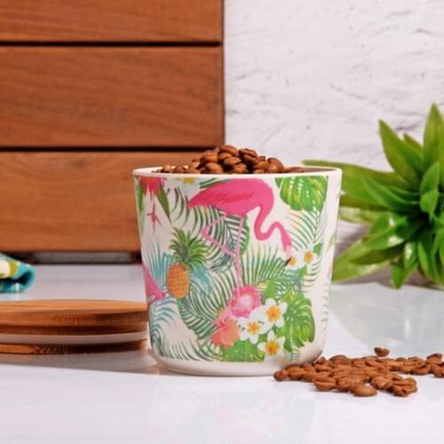 Else Carpet Filamingo Patterned With Bamboo Lid Fiber Small Size Jar