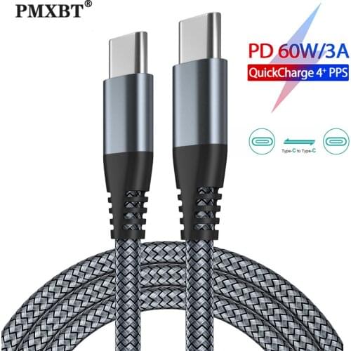 PD 60W USB Type C To USB C Cable Mobile Phone USB C Fast Charging Data Cord For Macbook Pro Xiaomi 11 9 Huawei P40 P30 3m/2m/1m