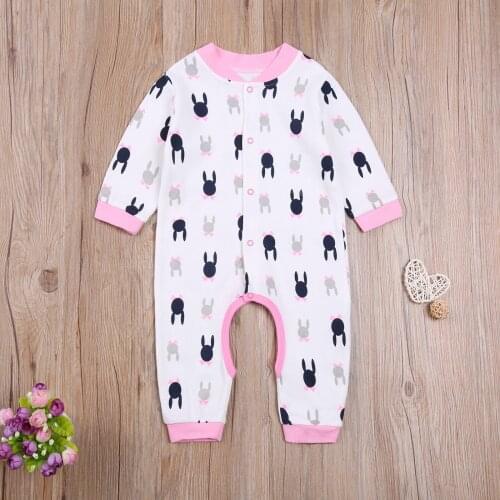 2021 Toddler Boys Girls Romper Suit Baby Long Sleeve One Piece Button Front Rompers Carton Printing Jumpsuits Clothing