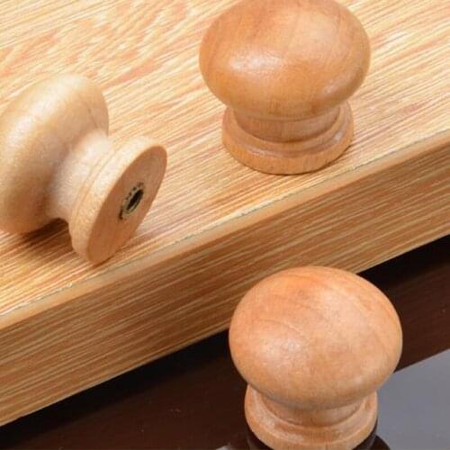 Natural Wooden Round Door Knob Cabinet Drawer Handle Knob Wooden Drawer Handle Wardrobe Door Home Hardware