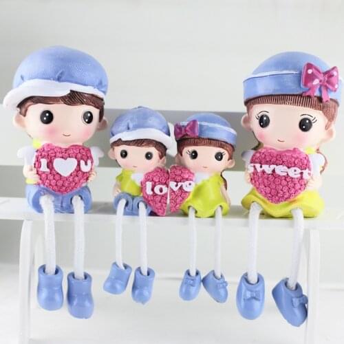 4pcs/set resin doll family hanging feet dolls cute shelf wine cabinet wardrobe crafts ornaments home decoration accessories