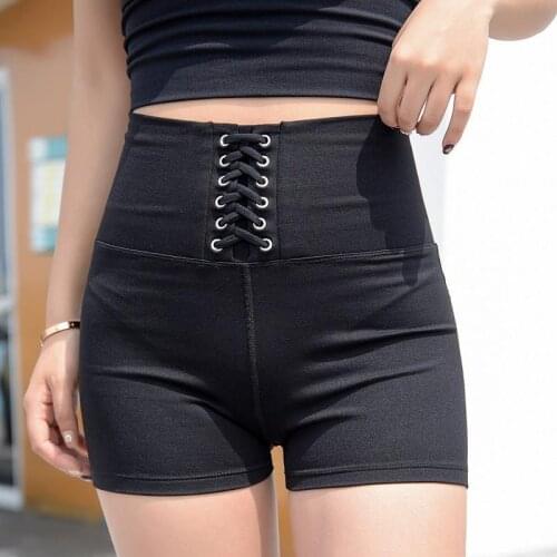 Summer High Waist Women Strappy Shorts Leggings Gym Compression Yoga Shorts Scrunch Butt Workout Fitness Short Pants