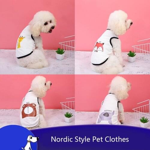 Summer Pet Clothes Cute Animal Printed Vest Pug Teddy Bear Hiromi Dog French Bulldog Sleeveless Pet Costume Small Dogs Outfit