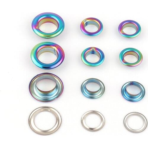 10/13mm Rainbow Metal Eyelet Grommets with Washers Brass Eyelet for Canvas Clothes Webbing Leather Craft Shoes Purse Accessories