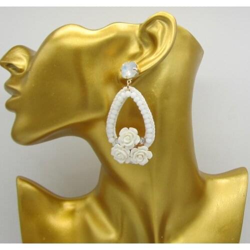 Fashion Handmade Crystal Pendant Earrings ZA Jewelry Resin Flower Earring Dangle Gifts for Women Brincos Girls Bijoux