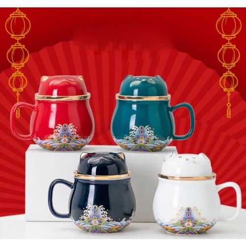 Cartoon Portable Ceramic Office Household Filter Gift Tea Separation Cup With Lid Tea Cup Gift