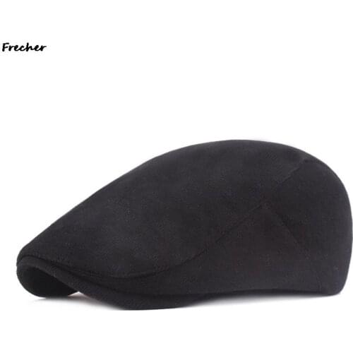 Hat Man Autumn Winter British Forward Hat Herringbone Cotton Warm Beret Outdoor 2021 Casual Vintage Cap Ladies Hats Soild Beret