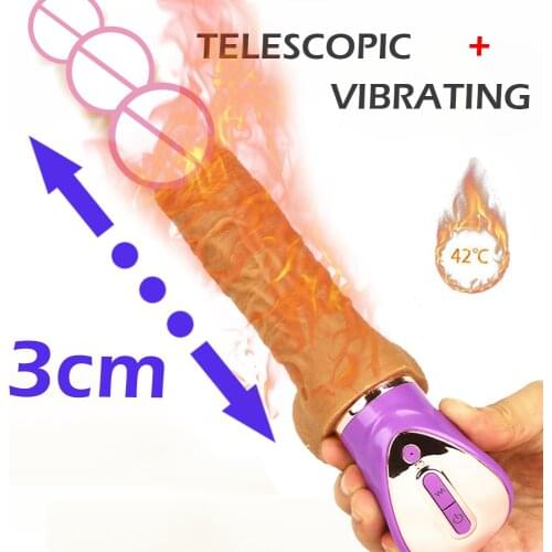 Heating Realistic Penis Automatic Vibrating Telescopic Dildo Vibrator For Women Masturbation Sex Toy USB Charging Dildo Vibrator