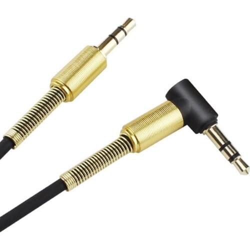 New SONGFUL 3.5mm Elbow Male to Male AUX Audio Cable Spring Extension Speaker Wire
