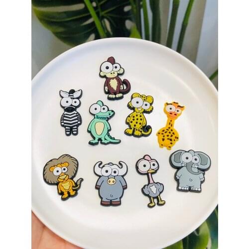 Wholesale 9PCS Mix Animal Elephant Crocodile PVC Craft Flat Back DIY Handbag Decorations Jewelry Charms Scrapbook Children Gifts