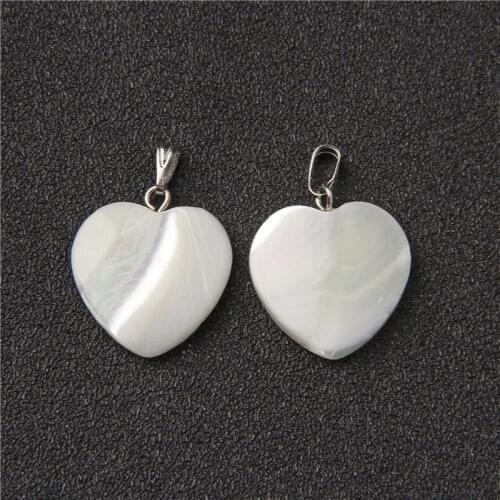 15/20mm White Natural Shell Pendant Heart shape Mother of Pearl Shell Beads Loving Heart Charms For Jewelry Making DIY Necklace