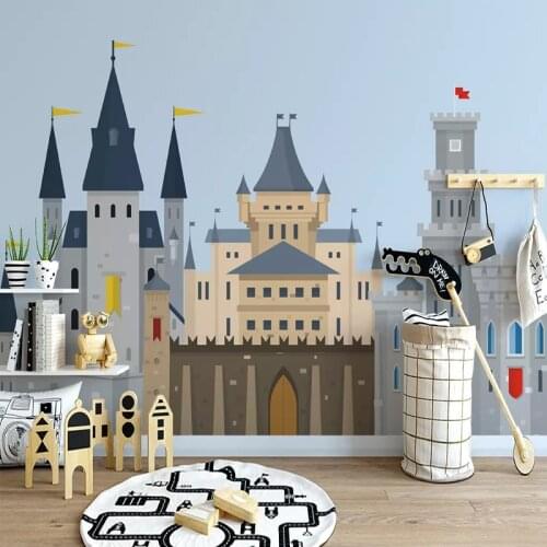 Custom 3D Photo Wallpaper For Kids Room Cartoon Castle Nordic Style Children Room Bedroom Kindergarten Backdrop Wall Mural Decor