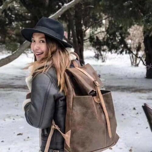 OMSJB1 Rock Can Roll Size 49*39*11cm Super Quality Genuine Cowhide Smart Backpack Vintage Cow Leather Casual Rider Bag