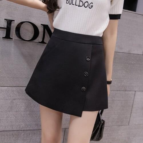 2xl Autumn Summer Chiffon Shorts Skirts Women 2020 Spring Korean High Waist Plus Size Shorts For Women Solid Black Shorts Women
