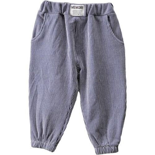 Spring Autumn Children Trousers Boys Girls Pants 2021 New Cotton Stripe Mid Waist Kids Baby Long Pant Sweatpants1 2 3 4 Years
