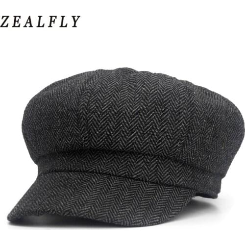 Octagon Herringbone Newsboy Cap Vintage Men Cotton Beret Casual Newsboy Hats Cabbie Cap For Women Flat Hat Dropshipping