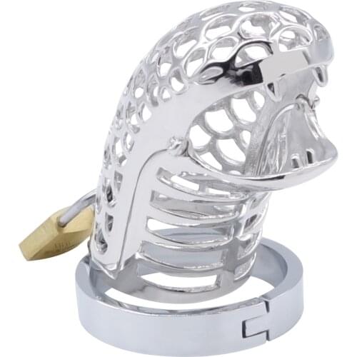 DOMI Top Quality Stainless Steel Cobra Cock Cage Male Chastity Device Penis Lock For Men