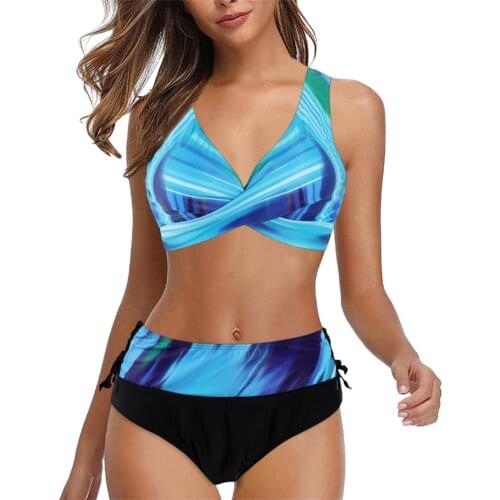 Rainbow Stripe Plus Size Swimsuit Women Print Bikini Set Sexy Swimjupmsuit Ankini Beachwear Padded Swimwear Купальник Женский