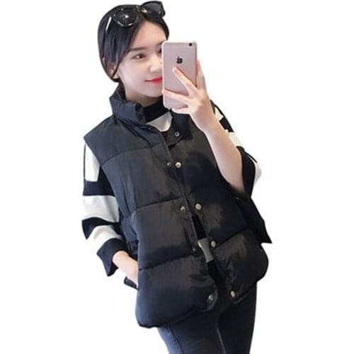 New Winter Fashion Thick Vest Coat Women Warm Short Mandarin Collar Waistcoat Down Cotton Jacket Vests Female Parkas Mw115