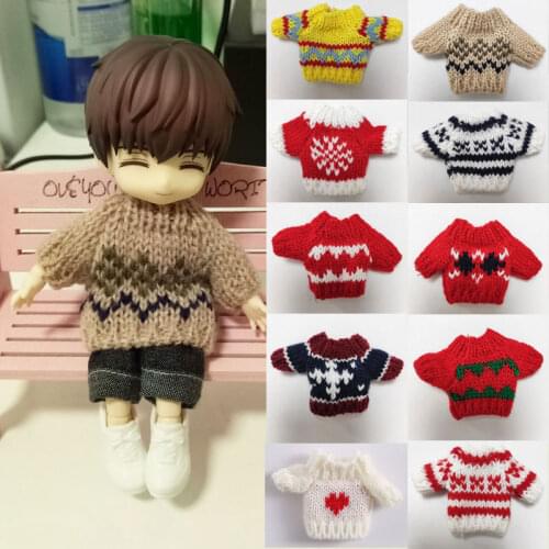 1PCS New Arrival Cute Doll Clothing Long-sleeved Sweater for OB11 Obitsu 11 Doll 1/12 BJD Doll dress Accessories
