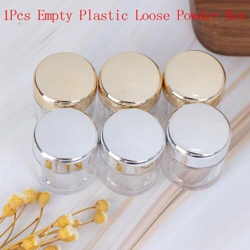 1PCS Plastic Empty Loose Powder Pot With Sieve Cosmetic Makeup Jar Container Handheld Portable Sifter With Black Cap 5ml