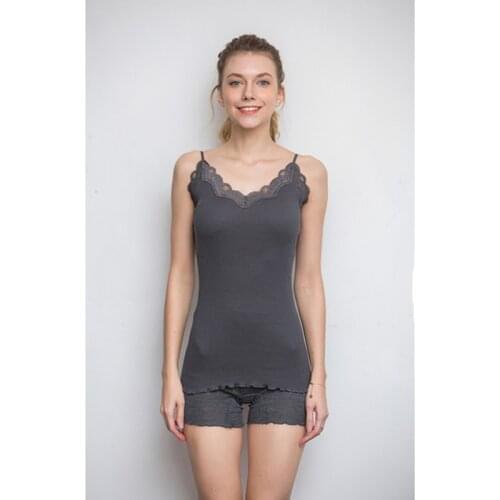 100% Natural Silk Lace Tank Tops Women Summe Camisoles Sleeveless Sexy Basic Short Shirt Slim Vest Adjustable