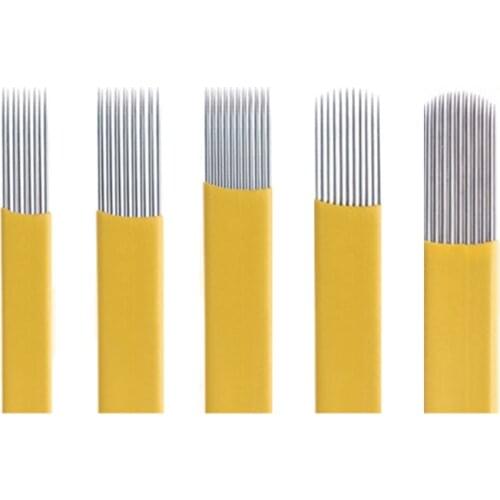 100pcs 9/15/17/19/21 Pin Microblading U Shading Plana Blade Tattoo Needle DOUBLE ROW Microblading Needle Fog Eyebrow Lip Needle