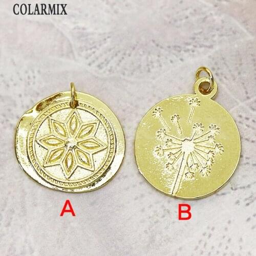 12Pcs Round metal jewelry pendant Zircon Flower jewelry pendants Handmade women accessories pendants 7293