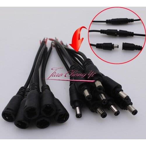 15cm 5.5x2.1mm DC connectors with locking buckle Female Male Plug Black Color