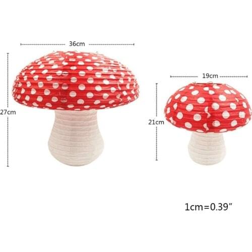 3Pcs Large Mushroom Shaped Paper Lanterns for Birthday Party Decor Hanging 3D Mushroom Ornament Backdrop for Baby Shower