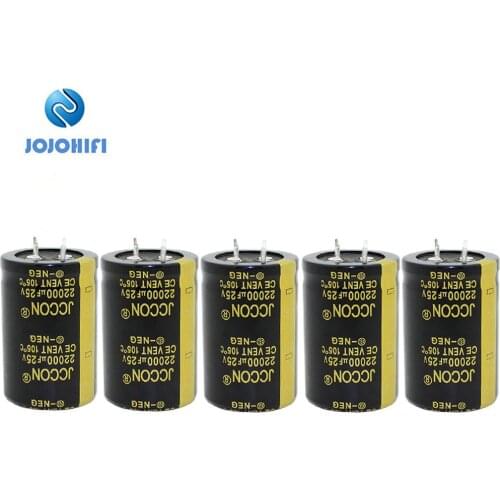 5pcs 22000uF 25V Pitch 10mm 30x45mm JCCON 105 ℃ 25V/22000uF Horn Aluminum CapacitorAudio Amplifier Power Filter Capacitors