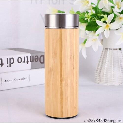 5 Pcs Bamboo Thermos Bottle Tumbler Vacuum Flasks Water Bottle Vacuum Insulated Bottles Coffee Mug 450ML
