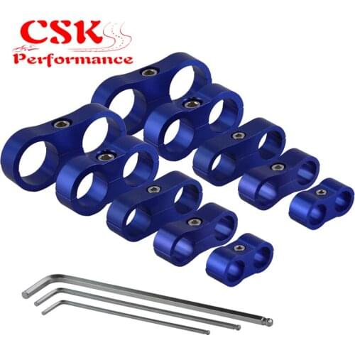 8pcs AN6 13.4mm Braided Hose Separator Clamp Fitting Adapter Bracket Black/Blue/Silver