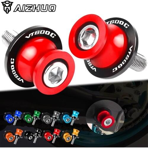 CNC Aluminum Motorcycle Accessories 8MM Swingarm Slider Spools FOR HONDA VT600C 1998-2007 2006 2005 Stand Screws VT 600C LOGO