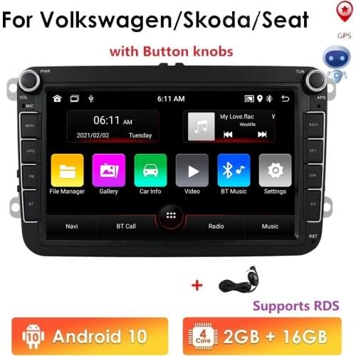 Car Multimedia player Android 10 GPS 2 Din Car Autoradio Radio For VW/Volkswagen/Golf/Polo/Passat/b7/b6/SEAT/leon/Skoda 2GB+16GB