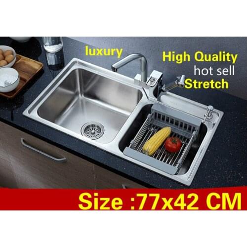 Free shipping kitchen double groove sink luxurious do the dishes 304 stainless steel standard big 770x420 MM