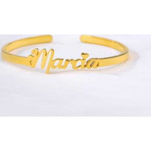 Stainless Steel Custom Personalized Name Bracelets & Bangles For Women Men Gold Color Customized Handwriting Nameplate Bracelet