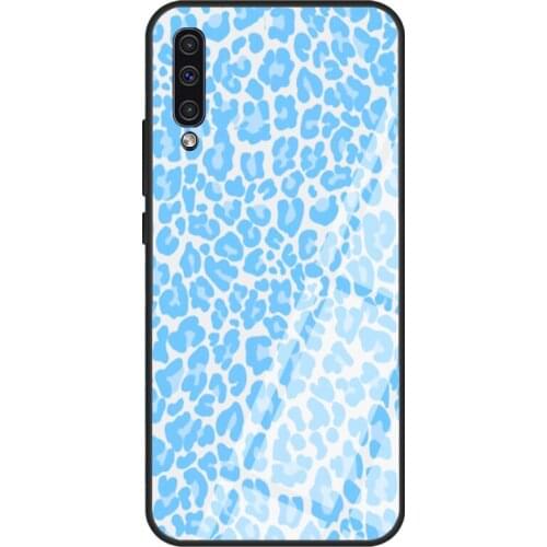 BABY BLUE CHEETAH PRINT Case For Samsung A72 A71 A51 A31 A40 A50 A70 A20e A21S A12 A32 A52 Tempered Glass Cover