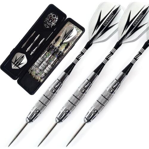 CUESOUL 3pcs Steel Tip Darts 20g Nice Flights Brass Barrels with Aluminum Shafts and Case