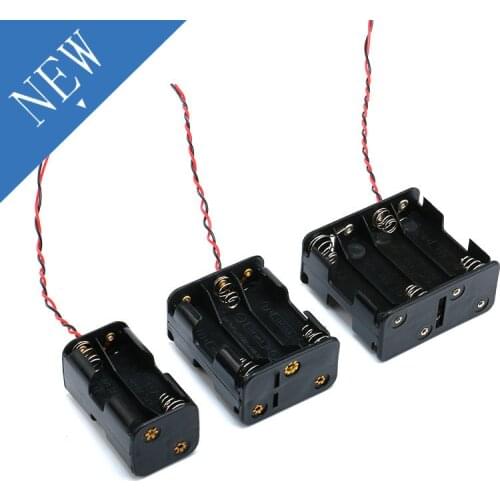 Double Side 4/6/8xAA Battery Holder Case Box Black With Wire Lead For AA batteries DIY
