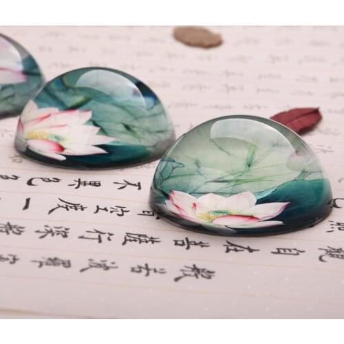 Crystal Glass Lotus Paperweight Chinese Painting Supplies Fit For Writing And Painting R
