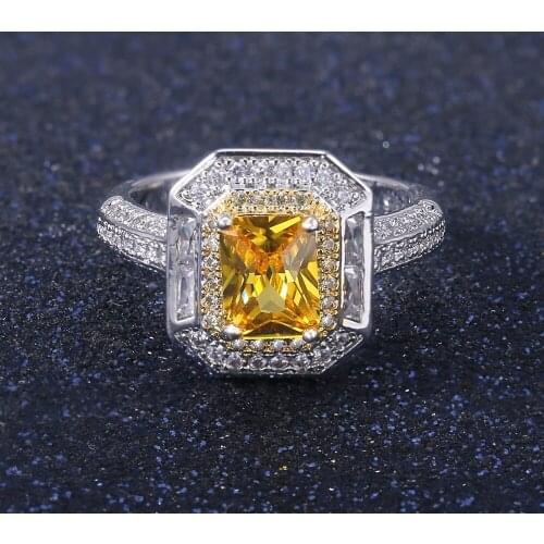 CAOSHI Exquisite Light Yellow Cubic Zirconia Ring for Wedding Ceremony High Quality Jewelry for Women Elegant Finger Accessories