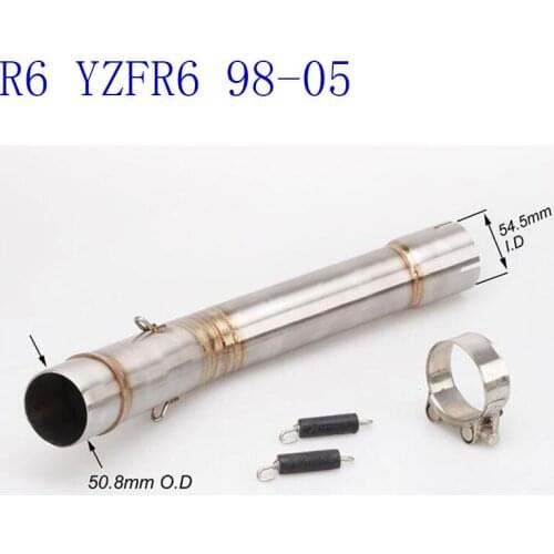 Motorcycle Modified Rarts YZF R6 Exhaust Middle Link Pipe Mid Tube 1998-2005